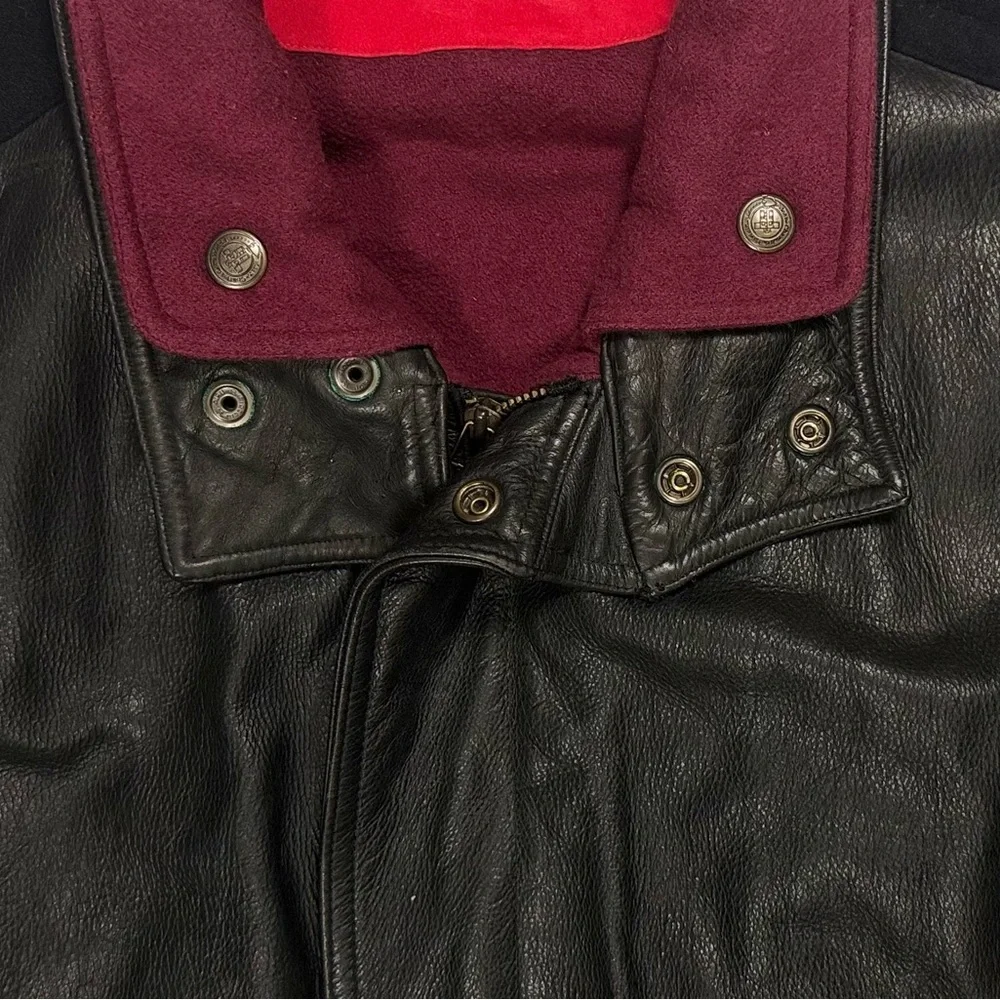 Vintage JC De Castelbajac Leather wool black crest flight bomber jacket men 50